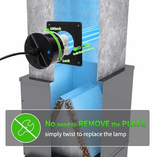 Image of 80W UV Light for HVAC Systems with 1 Spare Bulb, Ozone-Free Commercial /Whole House Duct UVC Lamp with Ceramic Base, Dual H-Tube 99.9% Efficiency with 253.7nm, for Hotel, Mall, School, Hospitals