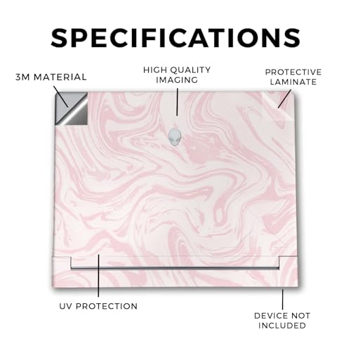 Image of Glossy Glitter Laptop Skin Compatible with Alienware X16 R2 (2024) - Silky Pink - Premium 3M Vinyl Protective Wrap Decal Cover - Easy to Apply | Crafted in The USA by MightySkins