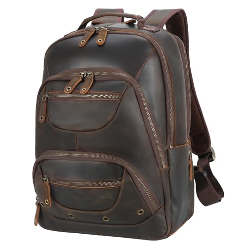 TIDING Leather Laptop Travel Backpack for Men Fits 15.6' 16' Computer, Large Business Work Bag...