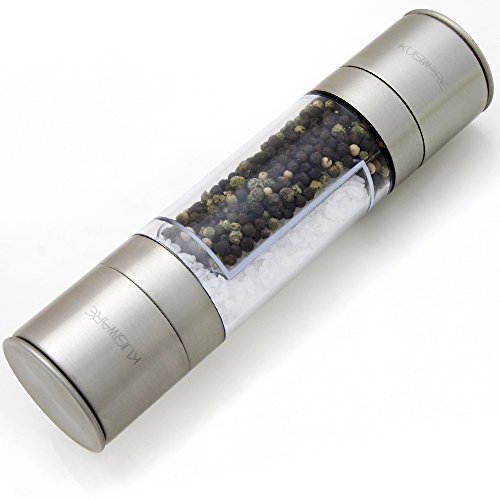 2-in-1 Salt and Pepper Grinder Set – Premium Salt and Pepper Mill, Ceramic Grinding Mechanism, Stainless Steel Design, Adjustable Grind