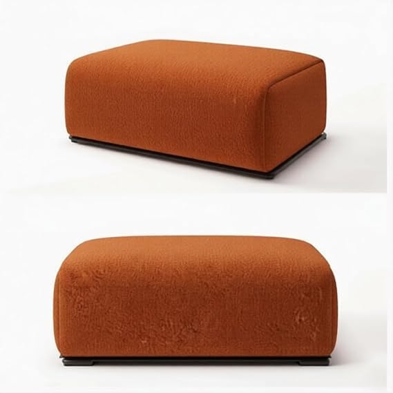 Image of A to Z Furniture Classic Chesterfield Sofa Set Luxury Chesterfield Sofa in for Home Living Room & Office (3+1=4 Seater Sofa with Ottoman Orange)