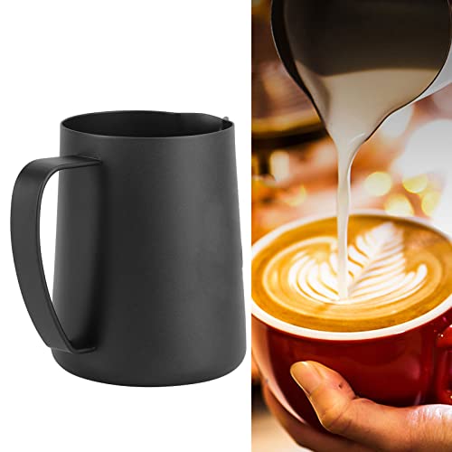 Image of Stainless Steel Latte Cup with Handle Matte Black Milk Frothing Pitcher for Cappuccino Espresso Coffee Art and Latte Art