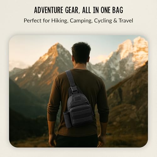 Image of CARRY TRIP OUTDOORS Sling Chest Bag, 900D Nylon Tactical MOLLE Compact Crossbody Camping, Hiking, Cycling, Travel Pack, Water-Resistant Shoulder Sling Bag for Men & Women
