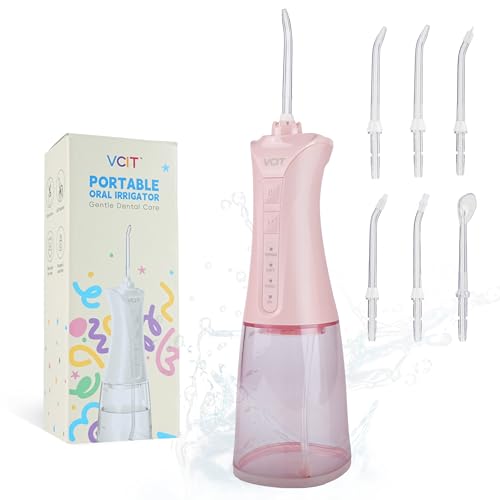 VCIT Water Flosser for Braces - 350ML Cordless Portable Oral Irrigator with 4 Modes & IPX7 Waterproof for Kids and Adults