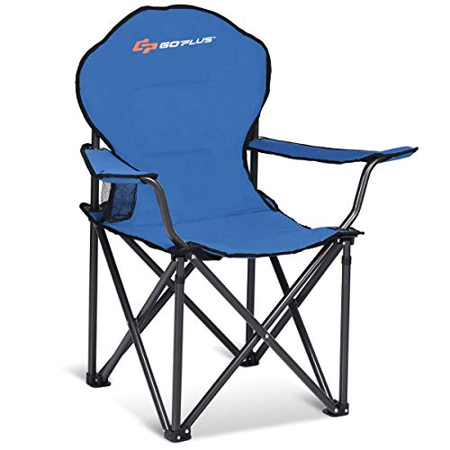 Goplus Folding Beach Chair Heavy Duty High Capacity Camping Chair Durable Outdoor Patio