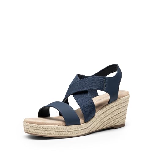 Image of DREAM PAIRS Womens Platform Espadrilles Wedge Sandals, Slip on Elastic Ankle Strap Sandals for Women Casual Dressy Summer