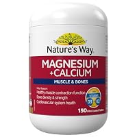 Nature's Way Magnesium Calcium 150 Tablets, Muscle & Bones, Healthy muscle contraction function, Bone denisty & strength, Cardiovascular system health, 1 tablet daily