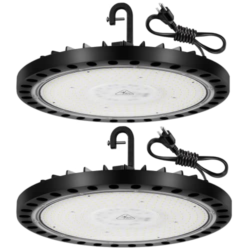 Viugreum 2Pack Led High Bay Light 300W, 30000Lm 5000K,(Ip65) Ufo High Bay Lights With Us Plug Commercial Bay Lighting For Barn Garage Commercial Warehouse Car Wash Shop Ufo Lights, Hanging Chain #TOP5