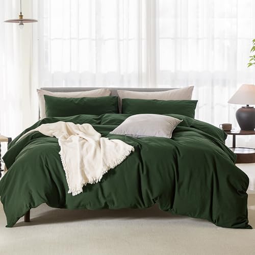 ELIMMO Cooling Duvet Cover Set 3 Pieces-100% Washed Cotton Linen