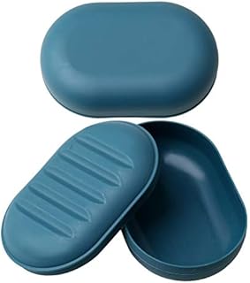 kuou 2 Pieces Travel Soap Case Holder, Navy Blue Soap Container Plastic Shower Soap Box Soap Dish with Lid for Bathroom Traveling