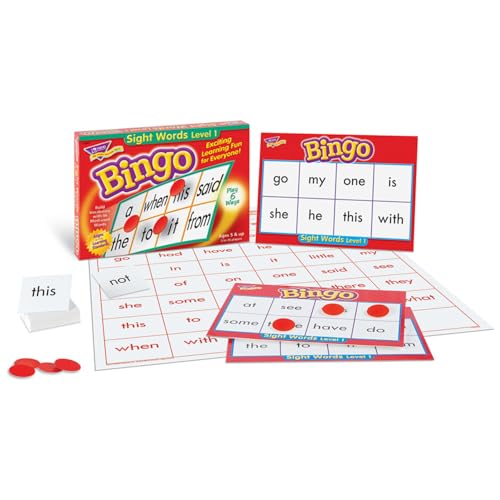TREND ENTERPRISES: Sight Words Level 1 Bingo Game, Exciting Way for Everyone to Learn, Play 6 Different Ways, Great for Classrooms and at Home, 3 to 36 Players, for Ages 5 and Up