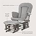 Child Craft Cozy Glider Rocker and Ottoman Set, Padded Cushion with Convenient Storage Pockets, Solid Wood Base & Frame (Dapper Gray with Light Gray Cushion)