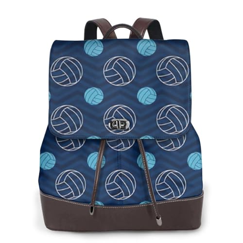 Sac de voyage compact en cuir noir imprimé volley bleu pour femme active