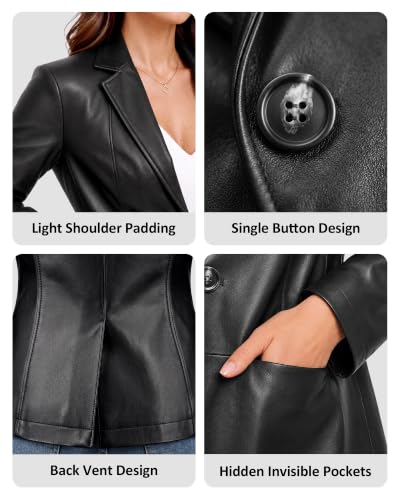 Women's Faux Leather Blazer Jacket