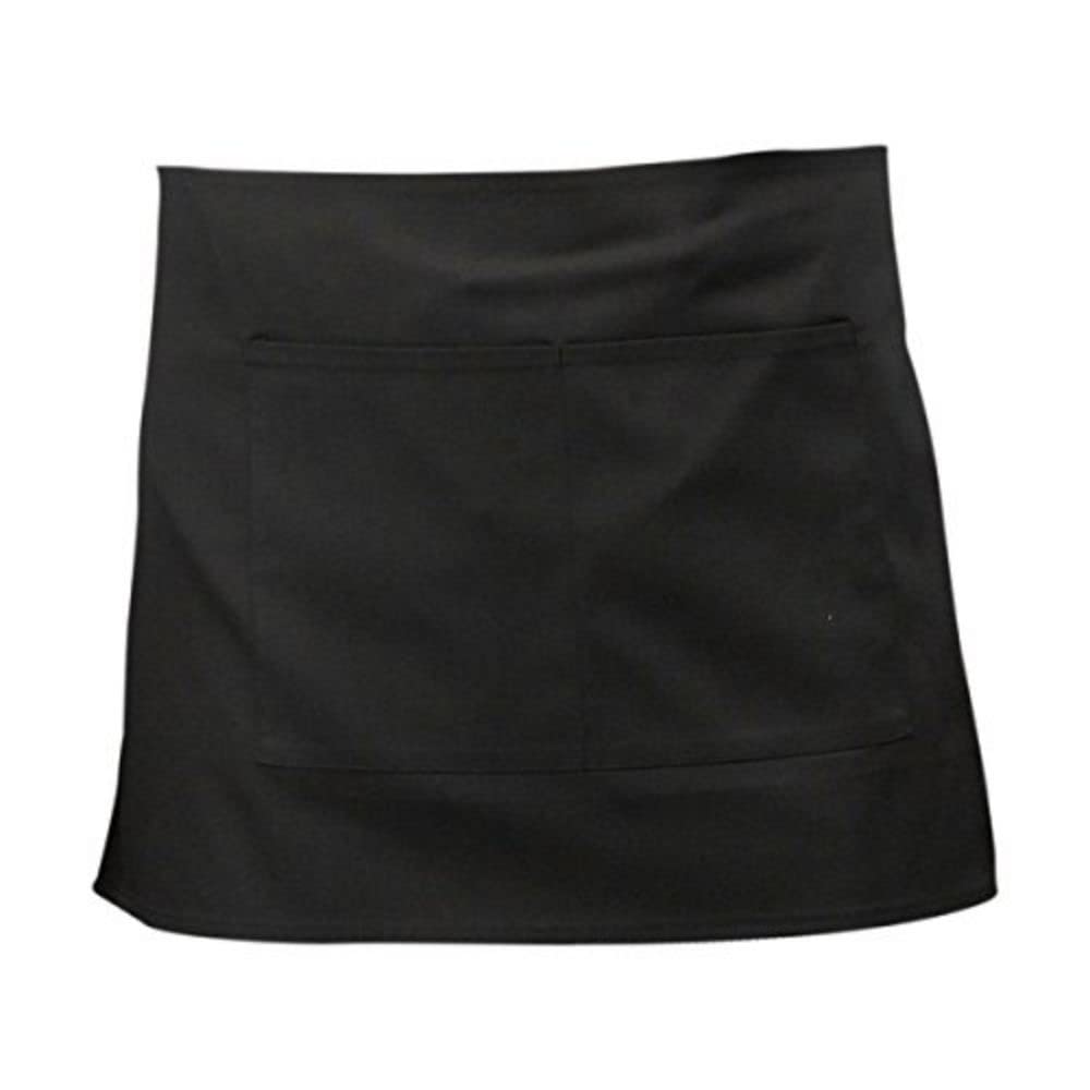 Genware NEV-NA06 Apron, Short With Split Pocket, 70 cm x 37 cm, Black