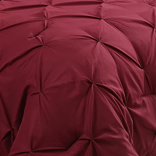 Avondale Manor 7-Piece Venice Pinch Pleat Comforter Bed Set, Reversible Twin Bedding, Ultra-Soft Microfiber Comfortable Bedding Set With Decorative Pillows, Hypoallergenic Bedspread, Twin, Red #TOP1