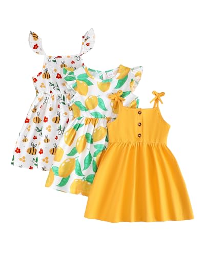 Toddler Girl Dress Little Girl Clothes Ruffle Sleeveless Multipack Floral Flamingo Striped Summer Spring Casual Dresses