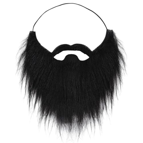 BOGCLEE Barba Finta Nero, Barbe Finte con Elastico, Uomo Realistica Barbas Fintas Professionale Nera, Barbas Fintas Uomo, per Costume di Halloween, Natale, Cosplay