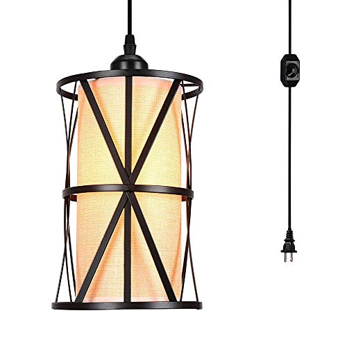 Suspension luminaire industrielle noire cylindre en verre avec câble textile pour cuisine et bar