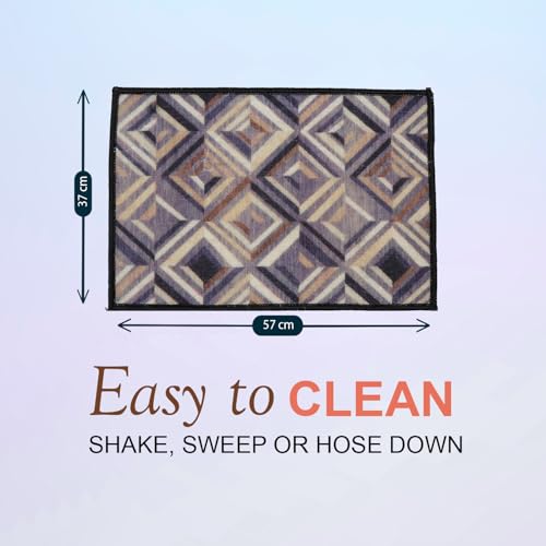 Image of HUES & SHADES Coir Door Mat for Outdoor Entrance - [37 x 57 cm] | Natural Coconut Fiber Brush Mat for Shoes Cleaning, Heavy Duty Non-Slip Doormat for Front Porch, Patio, Entryway (Urban Prism)