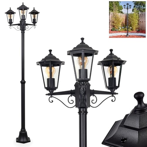 HOFSTEIN Kandelaber Loria, Außenwegeleuchte aus Metall/Glas in Schwarz/Klar, verstellbare Wegeleuchte im Antik/Landhaus/Vintage/Retro-Design für...