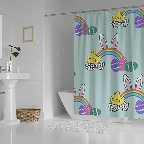 Rideau de douche polyester imprimé œufs de Pâques lavable 168 x 183 cm
