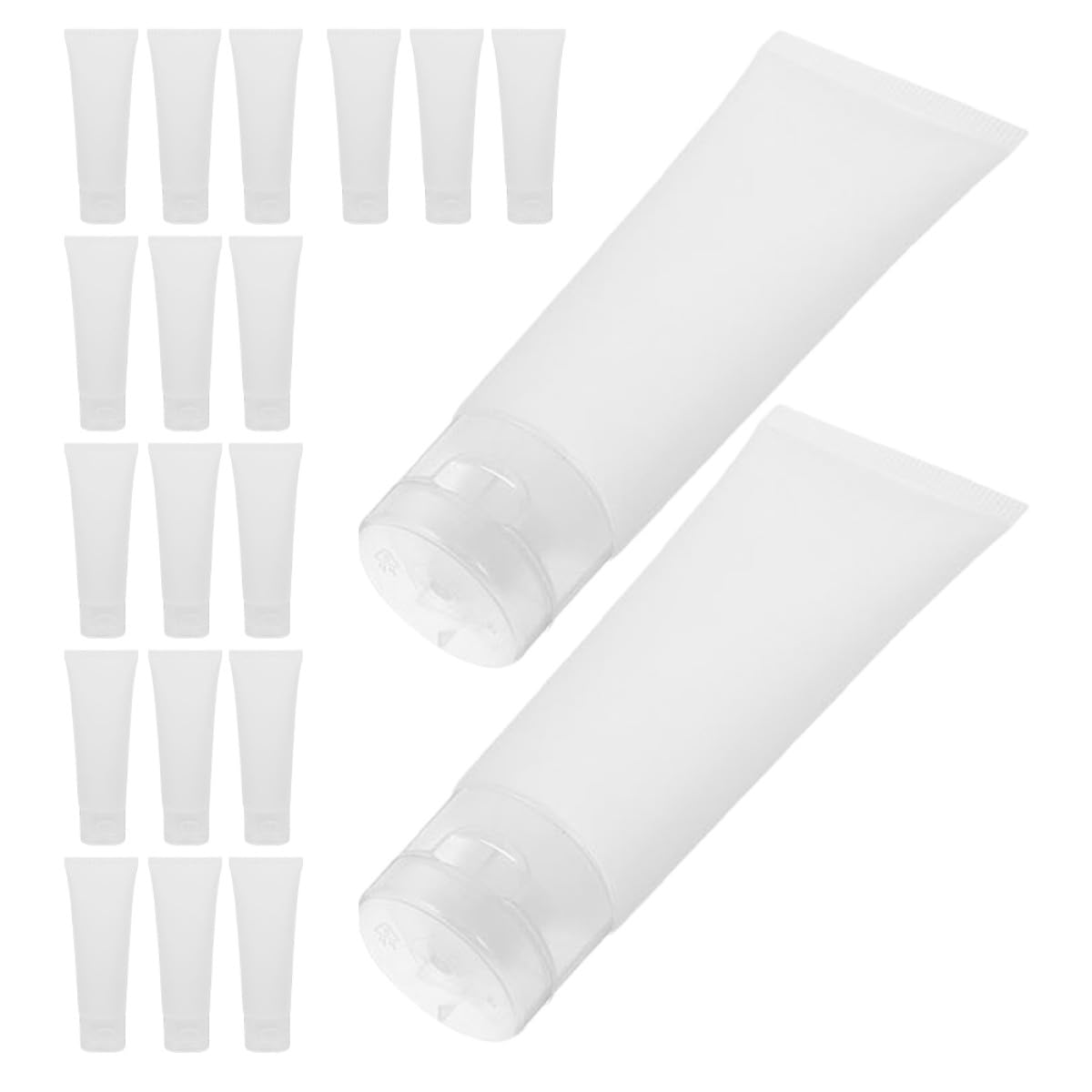 Abaodam Kit 50 Pezzi Contenitori da Viaggio per Lozioni e Dentifricio, Flaconi Morbidi Ricaricabili 50 Ml in Plastica Bianca Leggera per Quotidiano e Viaggi