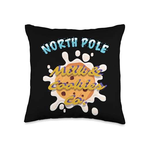 funny baking christmas North Pole Milk & Cookie Co-Funny Christmas Baking Crew Throw Pillow, 16x16, Multicolor
