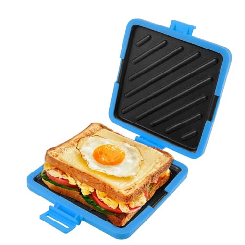 PATNFR Microwave Toastie Sandwich Maker Microwave Wireless Toastie Maker Heatwave Technology Sandwich Toaster Nonstick Plate for Cooking Delicious Crispy Sandwiches(Sky Blue)