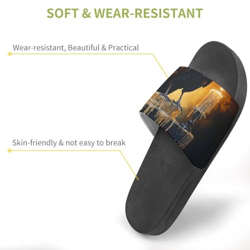 Raven Crow with Two Candles Men's Bathroom Slippers Shower Indoor Home Beach Outdoor Shoes for Women3
