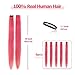 Winsky Pink Hair Extensions Clip in Human Hair - Clip on Colored Girls Hair Extensions Women Beauty 5 Pieces/Set (18inch,Pink)