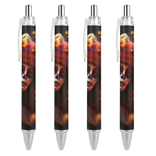 Pack de 4 bolígrafos retráctiles de 0.5 mm inspirados en el Día de los Muertos