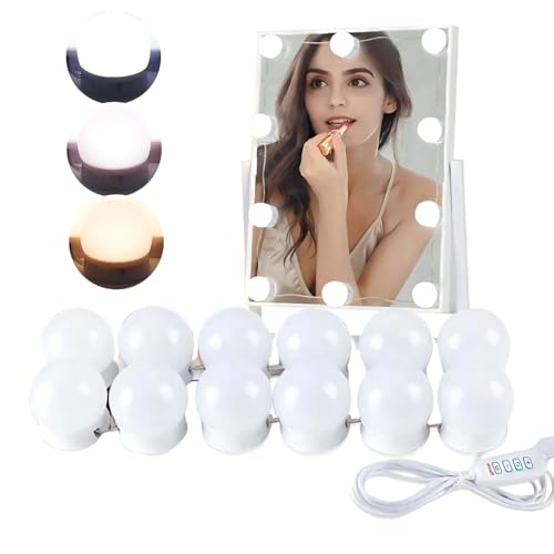 Luz de espejo de maquillaje Hollywood con 3 colores para baño y tocador