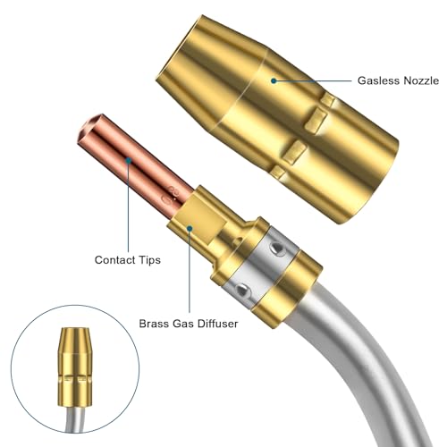 SUNJOYCO Kit de acessórios de pistola de solda MIG de 34 peças, pontas de contato de 0,1 cm, difusor