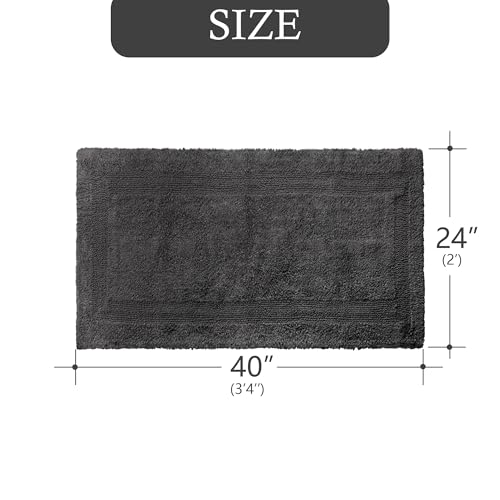 Barossa Design Reversible Cotton Bath Rug 24 x 40 - Large Bathroom Rug Mat Washable & Soft Absorbent - Charcoal, 24x40 by Barossa Design - Image 6