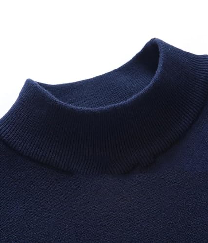 Men Mock Neck Knit Sweater Solid Color Knitted Pullovers Jumper Black Cotton Sweater Tops2