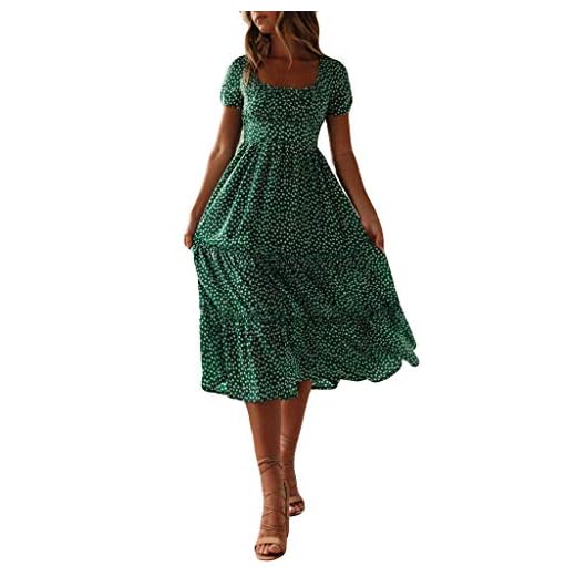 BaZhaHei Damen Summer Elegante Sexy Frauen Slim Kleid Elegante Neckholder Kragen Partykleid Sommerkleid Hochzeit Cocktail Minikleid Freizeitkleid (M, Grün) 3 Ansenesna Kleid Damen Blumen Wadenlang Elegant Sommerkleider Frauen Kurzarm Vintage Minikleid (Grün,XL)