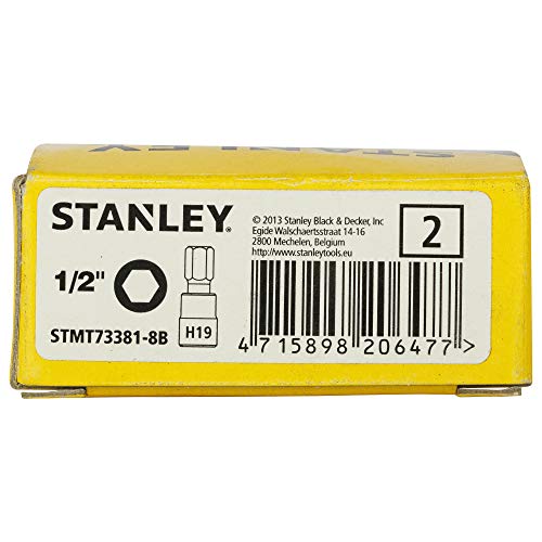 Image of Stanley Alloy Steel Stmt73381-8B 1 /2'' 19Mm Hexagonal Bit Socket