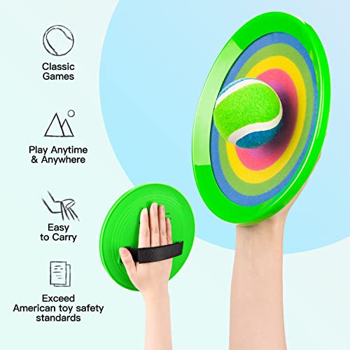 Image of EVERICH TOY Toss and Catch Ball Game Set, Upgraded Sticky Paddle Ball Set for Kids & Toddlers, Sturdy & Water-Resistant Outdoor Backyard Beach Pool Toy, Birthday Gift for Boys Girls Ages 3-12