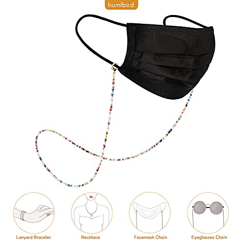 Humlbird Mask Lanyard Eyeglasses Chain Healing Crystal Beaded Sunglasses Chains With Pearl For Women, Colorful #TOP1