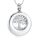 VCCWYQK Collar de urna para cenizas para mujeres hombres círculo árbol de la vida eternidad conmemorativo colgante ceniza cremación joyería