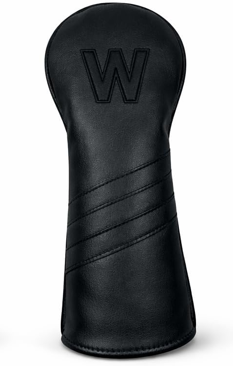 Leather Golf Headcovers Set of 3 – Driver (1), Fairway Wood (W) & Hybrid (H) – Premium Retro PU Leather Golf Club Head Covers – Fits 460cc – Detroit Golf Co.