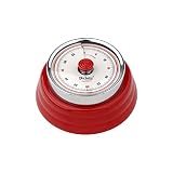 PLAZOTTA Küchentimer Mechanisch Edelstahl Retro Design Rot I Eieruhr Magnetisch Küchenuhr Analog I Küchenwecker Kurzzeituhr Kurzzeitwecker Küche Timer Kinder