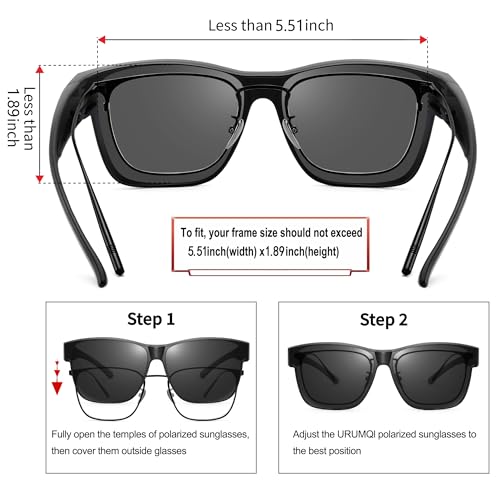 URUMQI Polarized Sunglasses Fit Over Glasses for Men Women, Oversized Square Sun Glasses UV400 Protection Shades4
