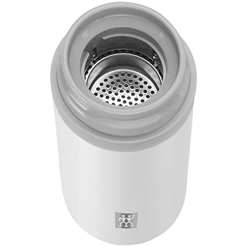 Garrafa Térmica com Infusor 420ml em Aço Inox Cinza e Branco Thermos