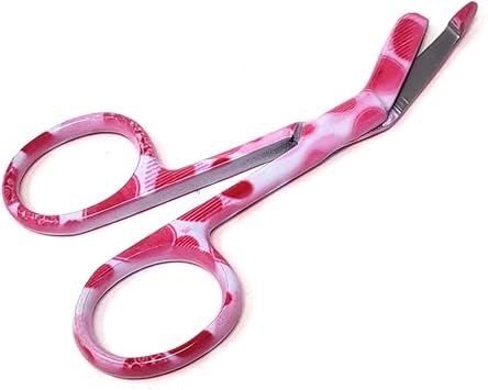 Lister Bandage Scissors 3.5" Nurse Vet Tech Gift - Made of Stainless Steel - First Aid, Used For Cutting Gauze, Tape, Clothing Bandages, Vet Wrap Adhesive Removal, In Hearts Pattern, Pink