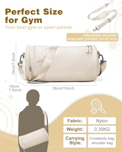 Image of Small Gym Bag for Women, Waterproof Mini Duffle Bag Womens Spotrs Workout Bags Small Travel Duffel Bag with Wet Pocket Carry on Weekender Bags for Dance Swimming,Gym,Yoga,Fitness White