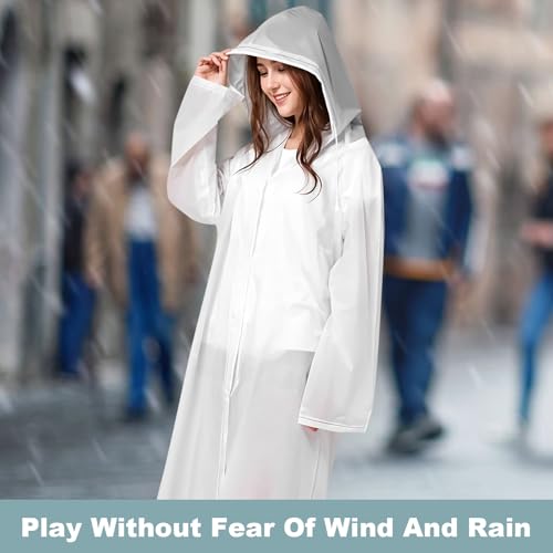 10 Pcs Rain Ponchos for Adults Reusable Adult Portable Raincoat EVA Rain Coats for Women Men Waterproof Rain Jacket Raincoats with Drawstring Hood Sleeves4
