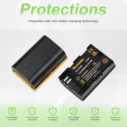 Batería de repuesto LP-E6 recargable con cargador para Canon EOS 5D y 60D 5