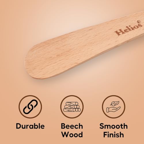 Image of Helios Bamboo Shoe Horn | Long Handle Shoe Horn for Easy Wearing | Wooden Shoe Helper Stick | Shoe Wearing Aid for Men & Women | Durable Comfort Grip (Small /Medium /Large)